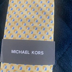 Michael Kors Yellow Tie with Blue Micro-Pattern